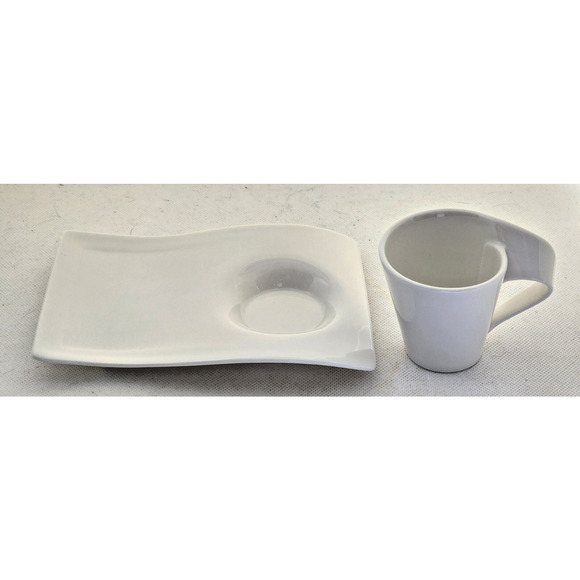 ESPRESSO/DEMITASSE CUP & WAVE SAUCER-VILLEROY & BOCH-Porcelain-White-1/3 Cup - Picture 5 of 8